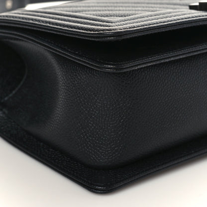 Chanel Caviar Chevron Quilted Medium Boy Flap Black 8 of 9