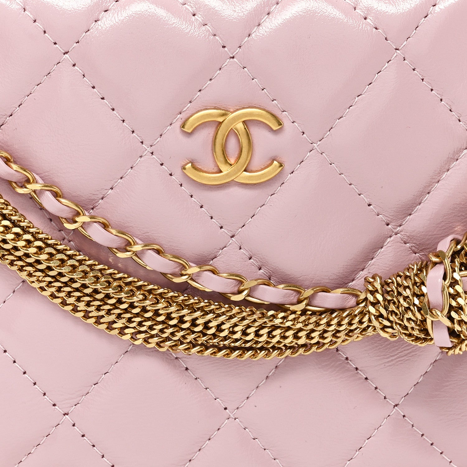Chanel Shiny Crumpled Calfskin Quilted Precious Tie Hobo Light Purple 6 of 10