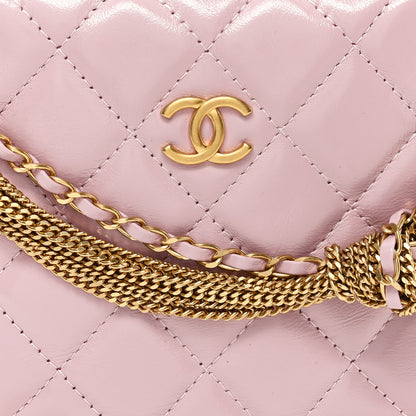 Chanel Shiny Crumpled Calfskin Quilted Precious Tie Hobo Light Purple 6 of 10