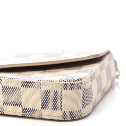 Louis Vuitton Damier Azur Pochette Felicie Chain Wallet Rose Ballerine 7 of 10