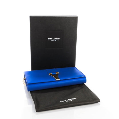 Saint Laurent Calfskin Classic Y Chain Wallet Blue Majorelle 3 of 8