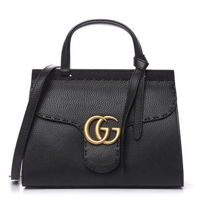 Gucci Calfskin Mini GG Marmont Top Handle Bag Black 1 of 10