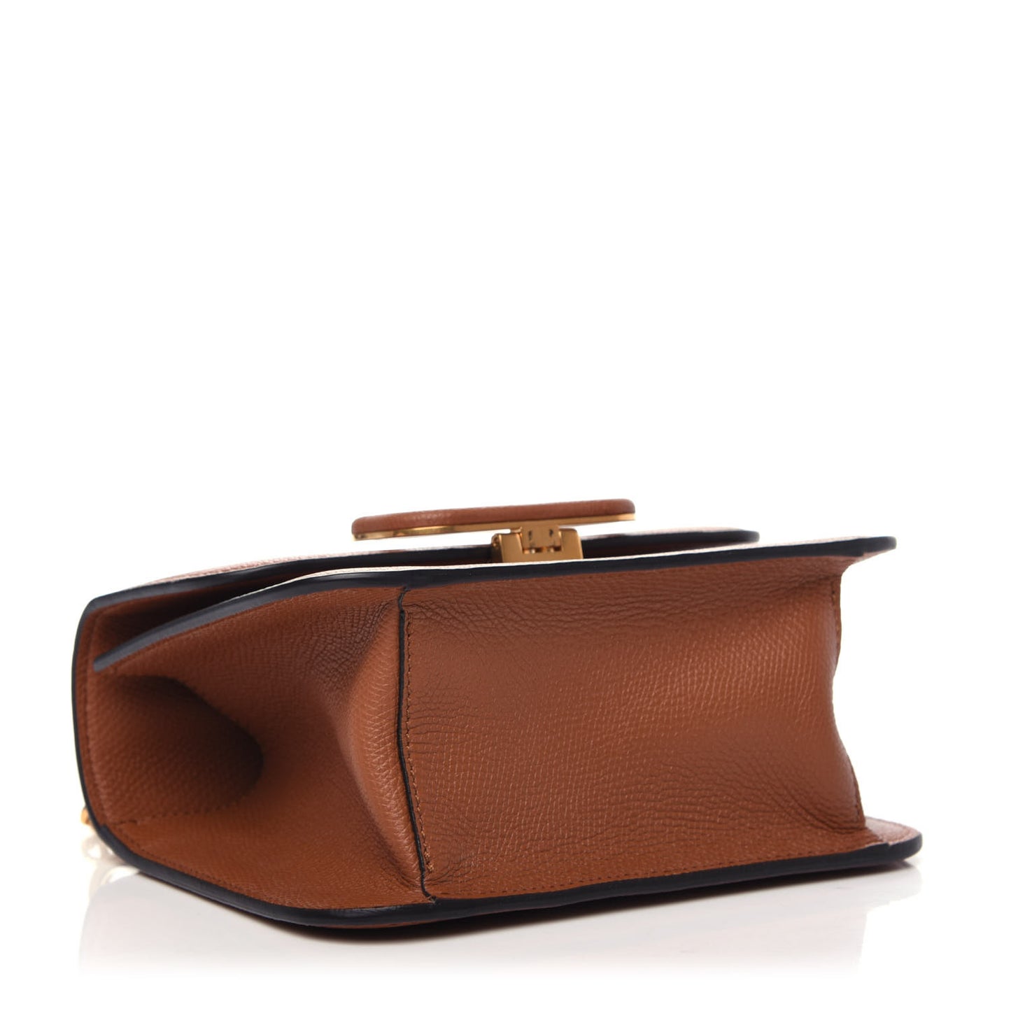 Grainy Calfskin Small VSling Shoulder Bag Saddle Brown