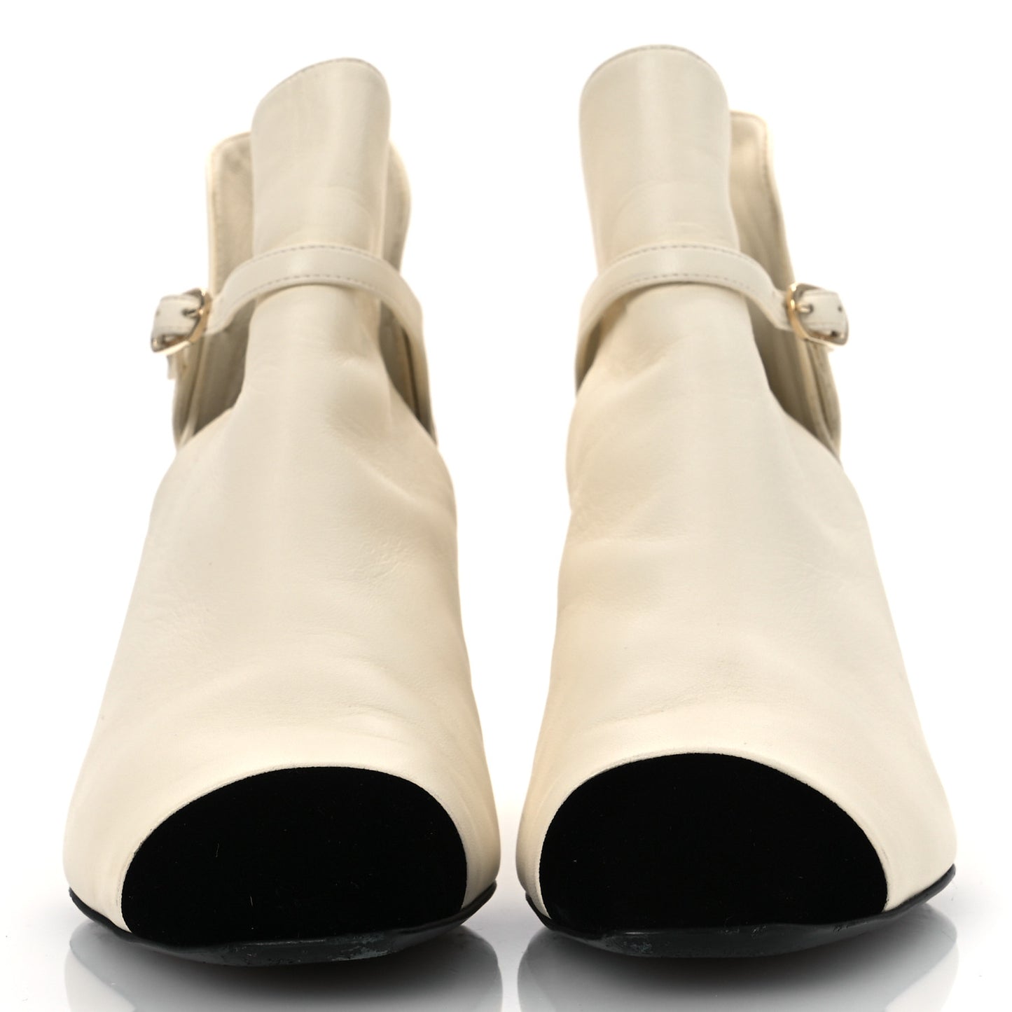 Lambskin Velvet Cap Toe Short Ankle Boots 37 White
