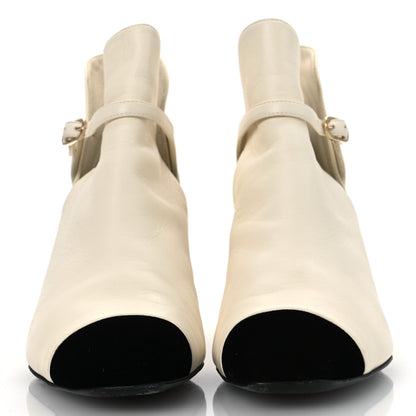 Chanel Lambskin Velvet Cap Toe Short Ankle Boots 37 White 3 of 13