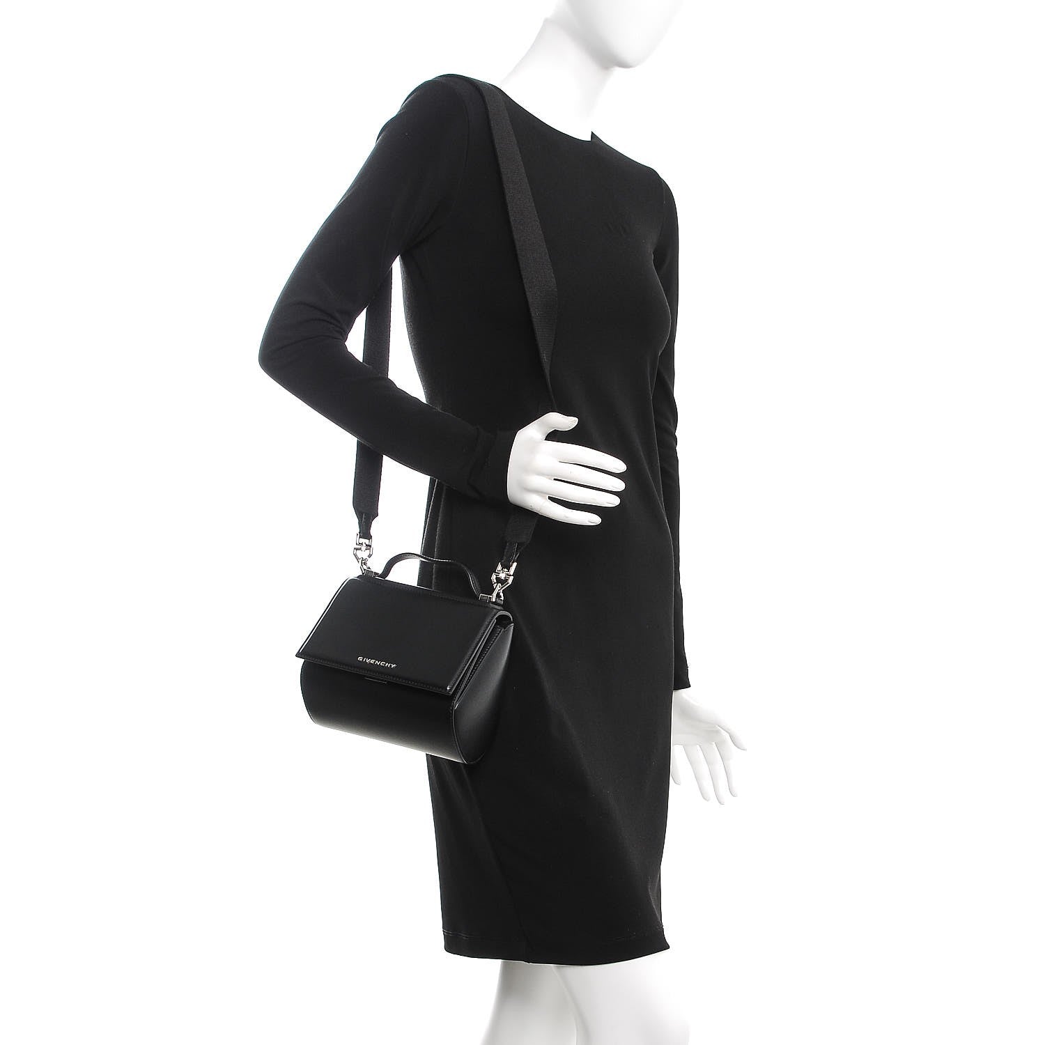 Givenchy Calfskin Mini Pandora Box Logo Strap Crossbody Bag Black 2 of 8