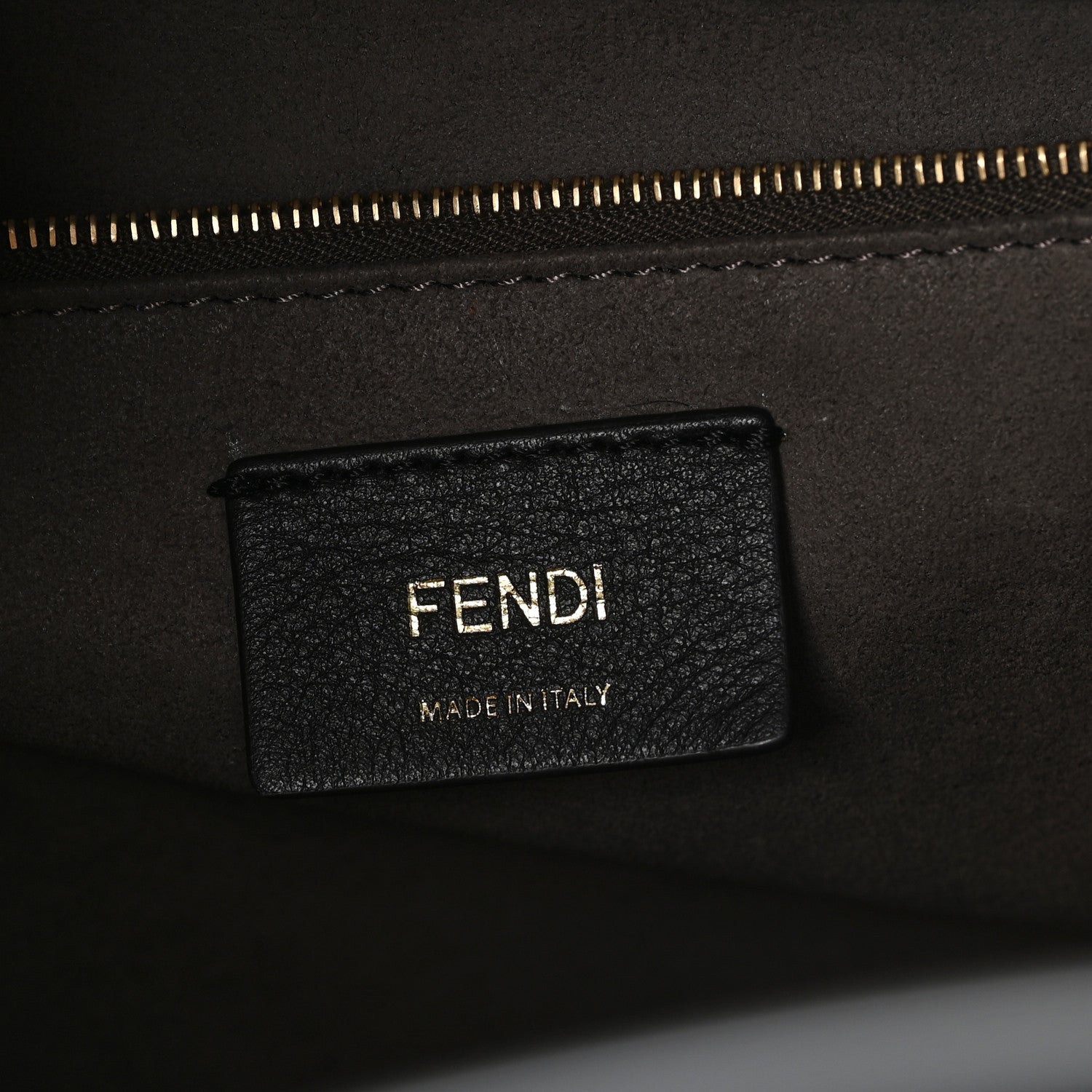 Fendi Glazed Fabric Vitello Century Plexiglass FF 1974 Stamp Patch Medium Runaway Shopper Tote Mogano Panna Black 6 of 12