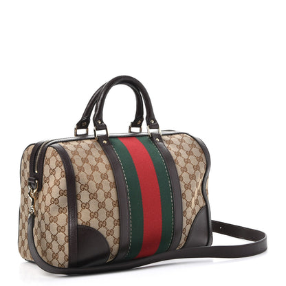 Gucci Monogram Vintage Web Medium Webby Bee Boston Dark Brown 4 of 8
