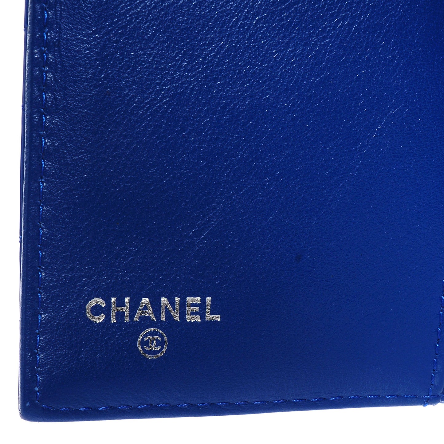 Patent Quilted Large Flap Wallet Dark Blue