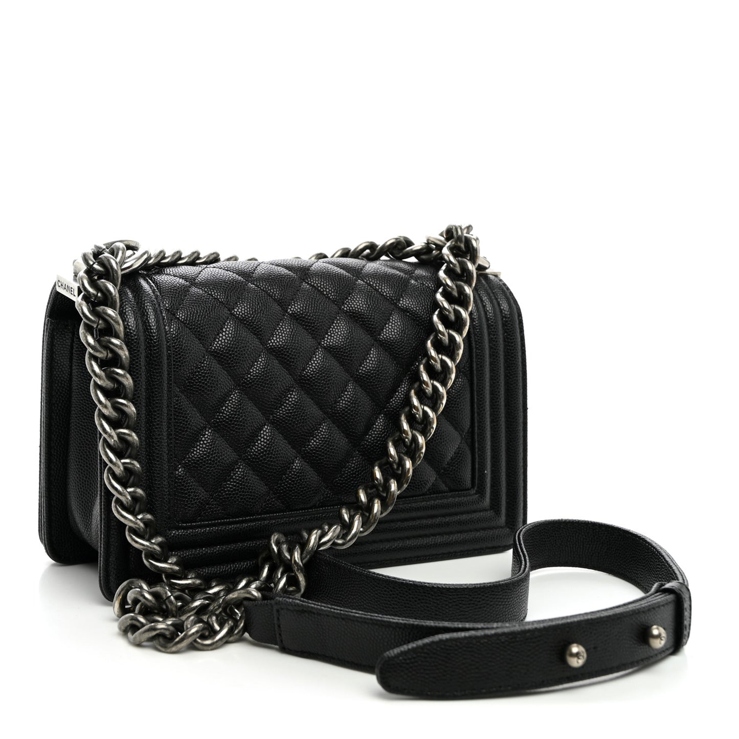 Caviar Quilted Small Boy Flap Black