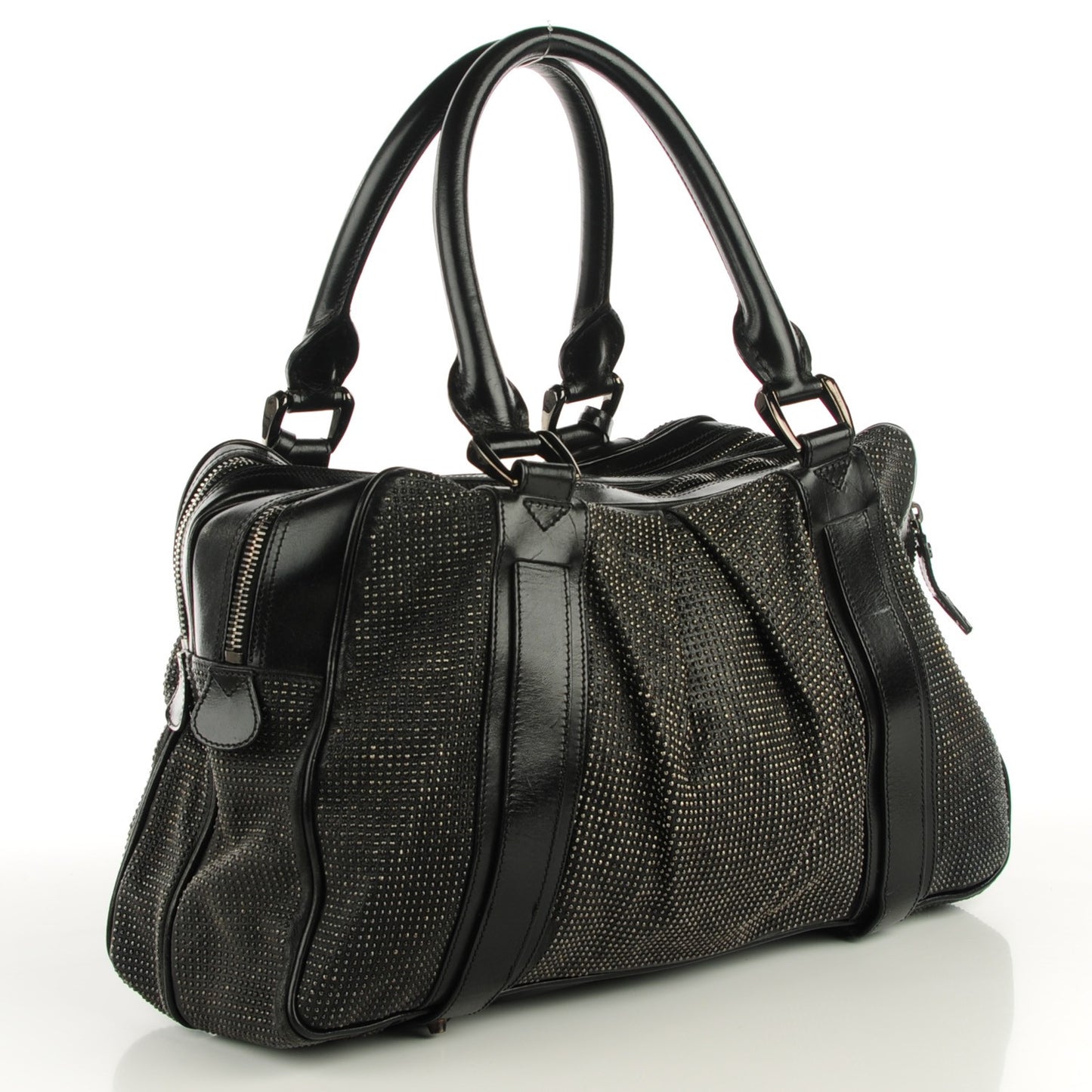 Prorsum Calfskin Studded Knight Satchel Black