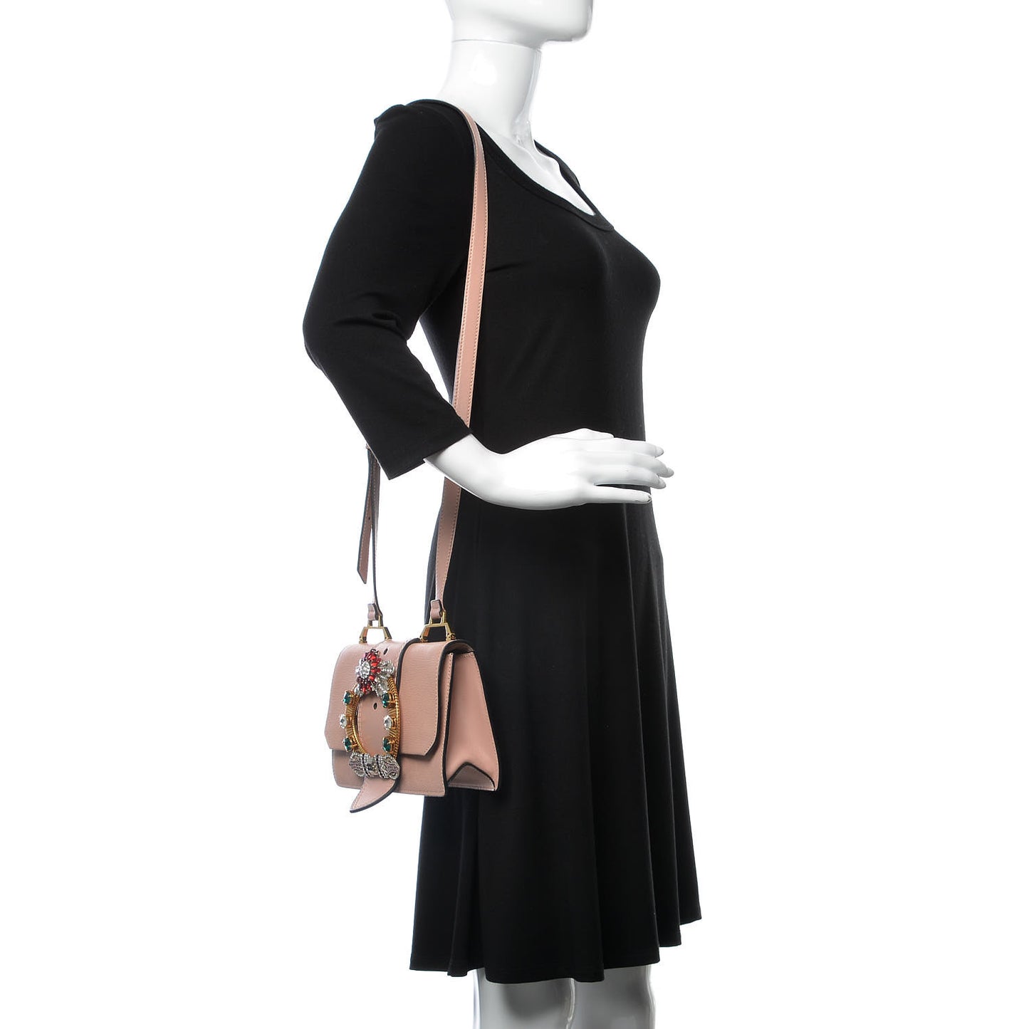 Goatskin Madras Soft Calfskin Crystal Embellished Shoulder Bag Orchidea