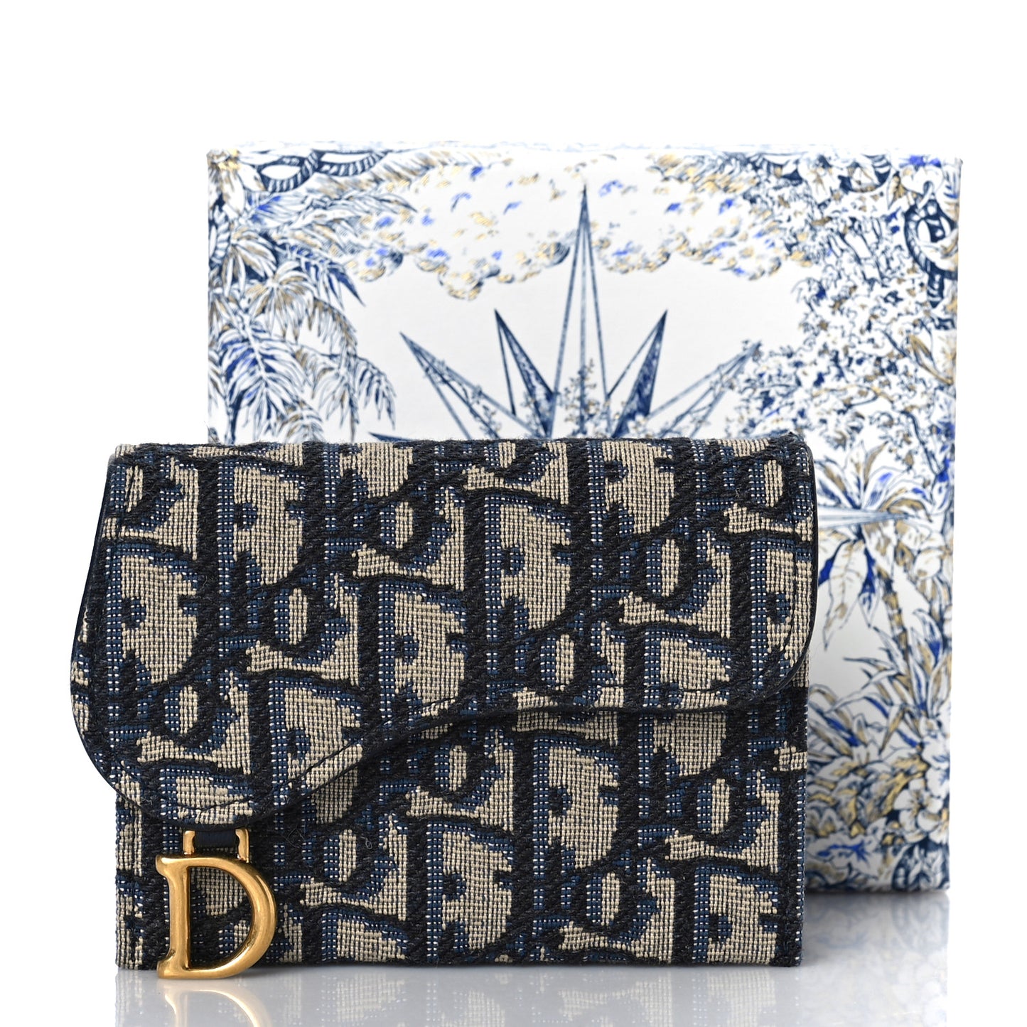 Oblique Saddle 5-Gusset Card Holder Blue