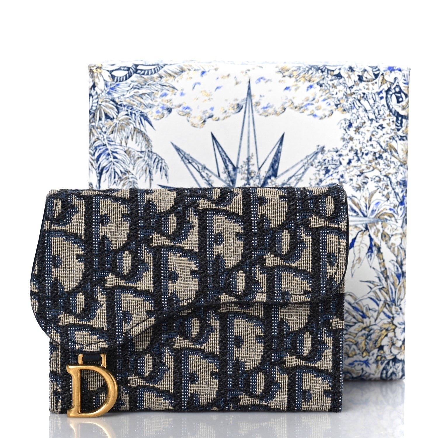 Christian Dior Oblique Saddle 5-Gusset Card Holder Blue 9 of 9