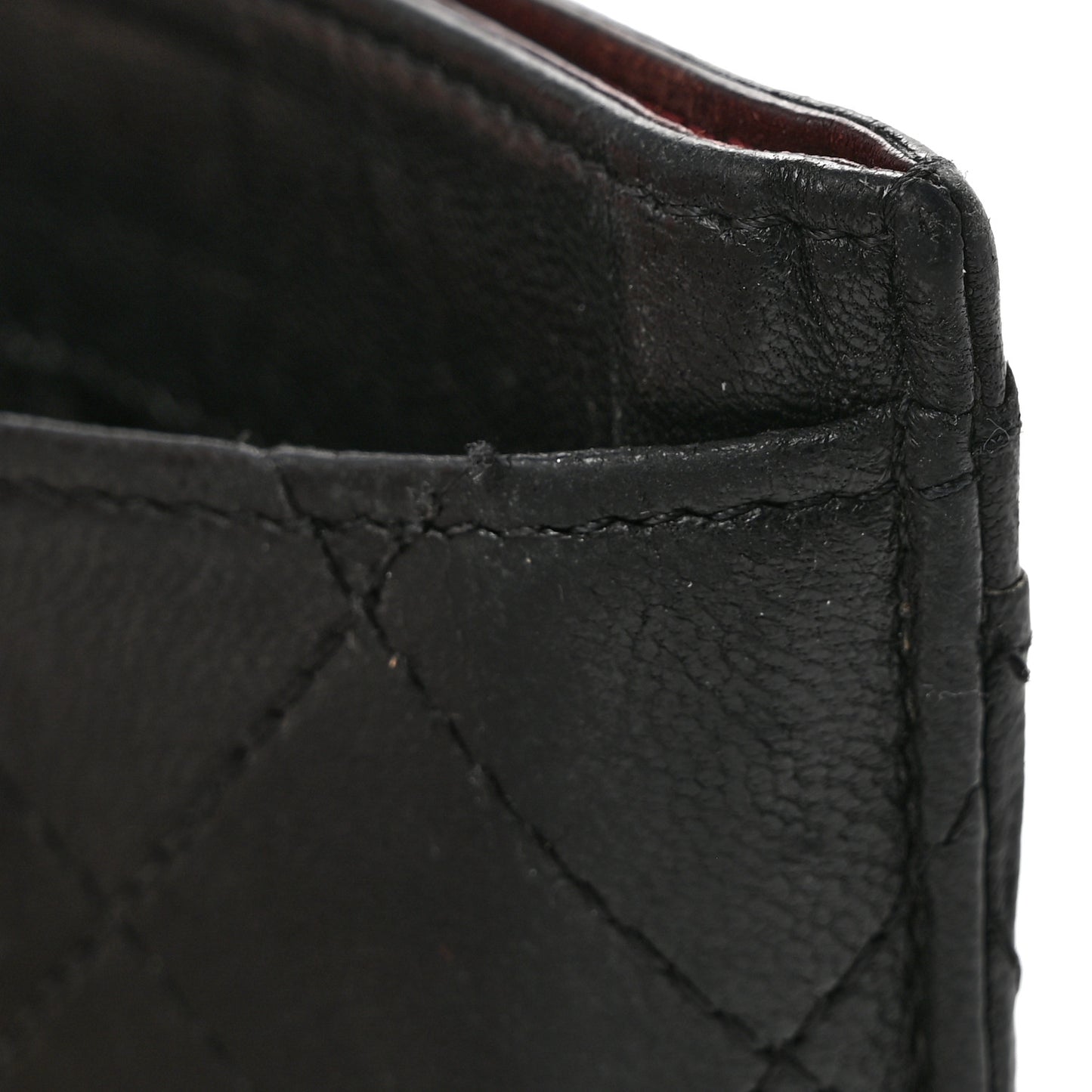 Lambskin Quilted Card Holder Black