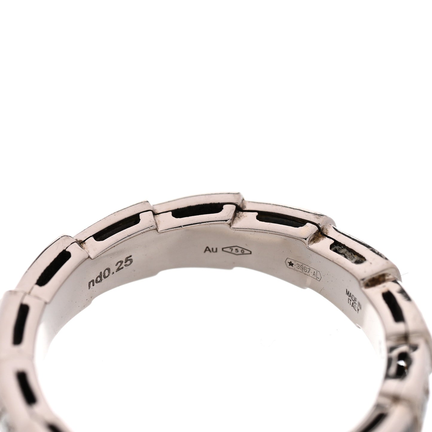 18K White Gold Diamond Gray Mother of Pearl Serpenti Viper Band Ring 52 6