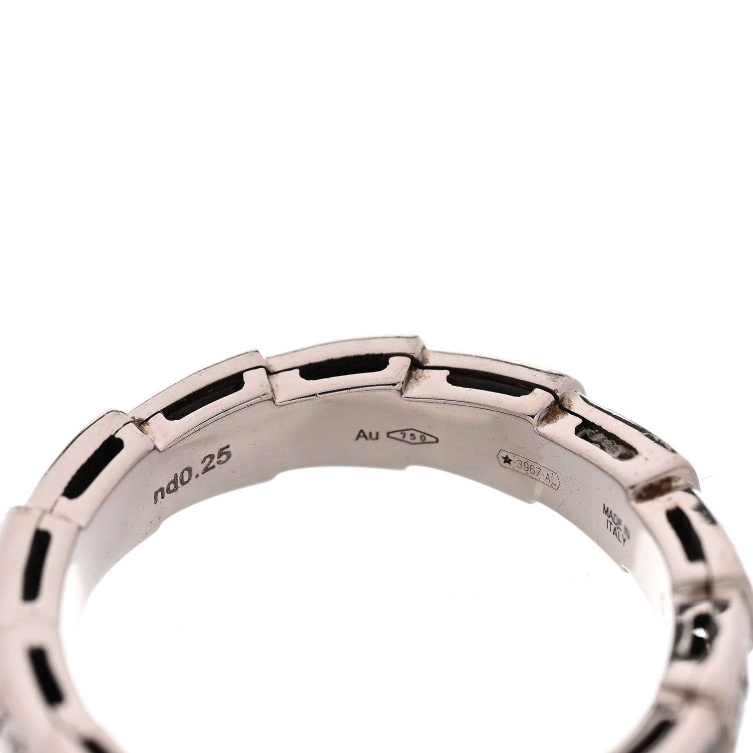 Bulgari 18K White Gold Diamond Gray Mother of Pearl Serpenti Viper Band Ring 52 6 4 of 5