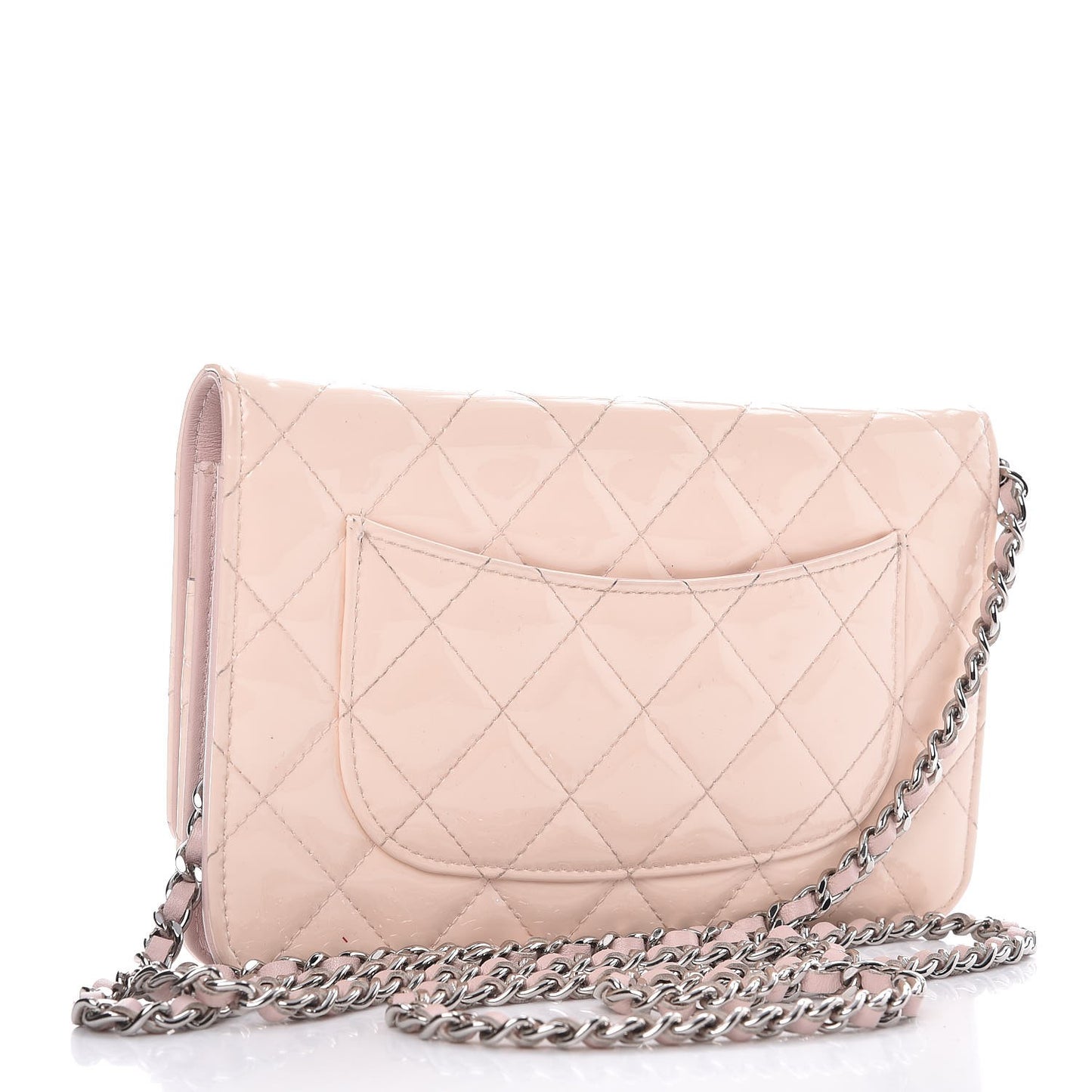 Patent Quilted Wallet On Chain WOC Light Pink