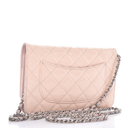 Chanel Patent Quilted Wallet On Chain WOC Light Pink 3 of 10