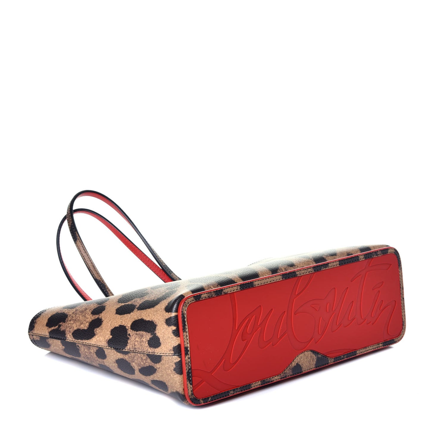 Calfskin Leopard Print Spikes East West Cabata Tote Brown