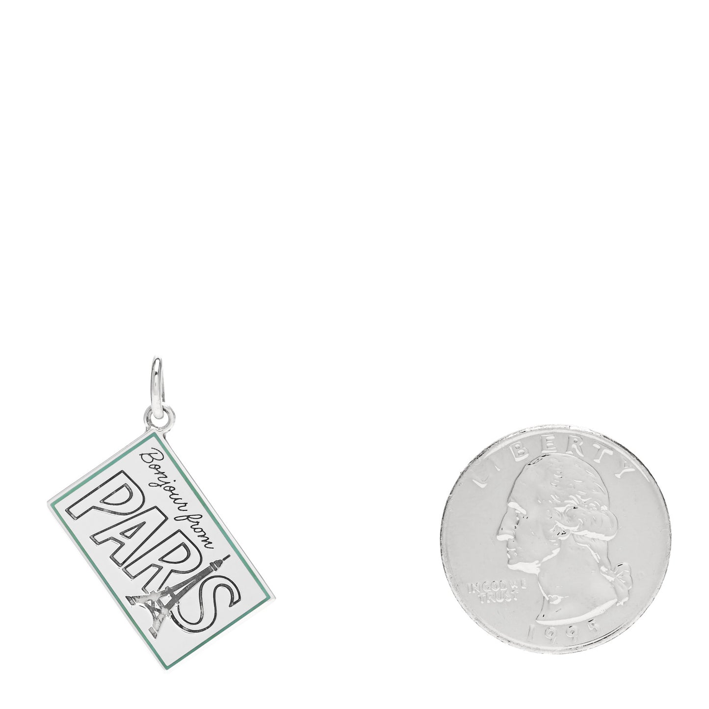 Sterling Silver Enamel Paris Postcard Charm Blue