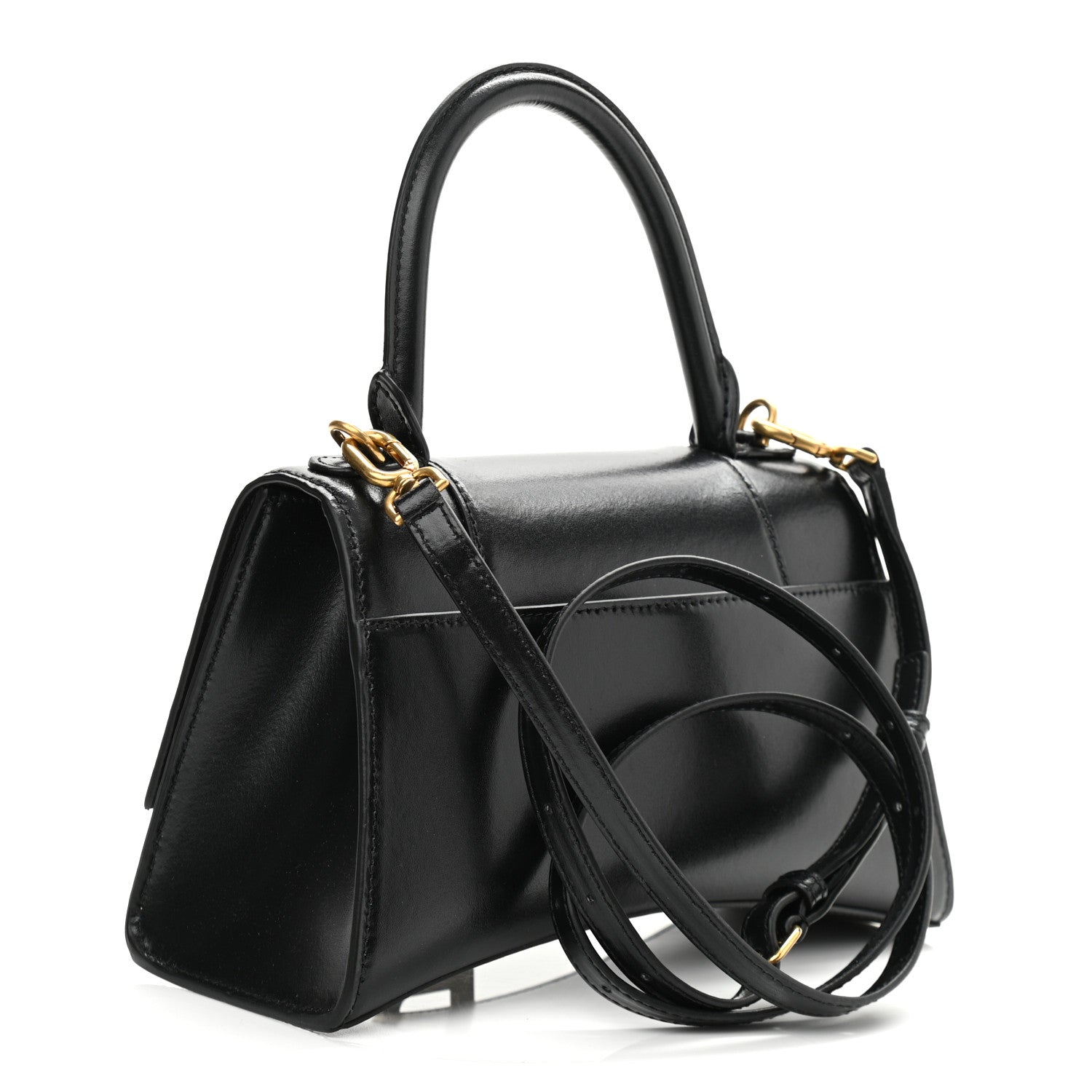 Balenciaga Shiny Box Calfskin Small Hourglass Top Handle Bag Black 3 of 11