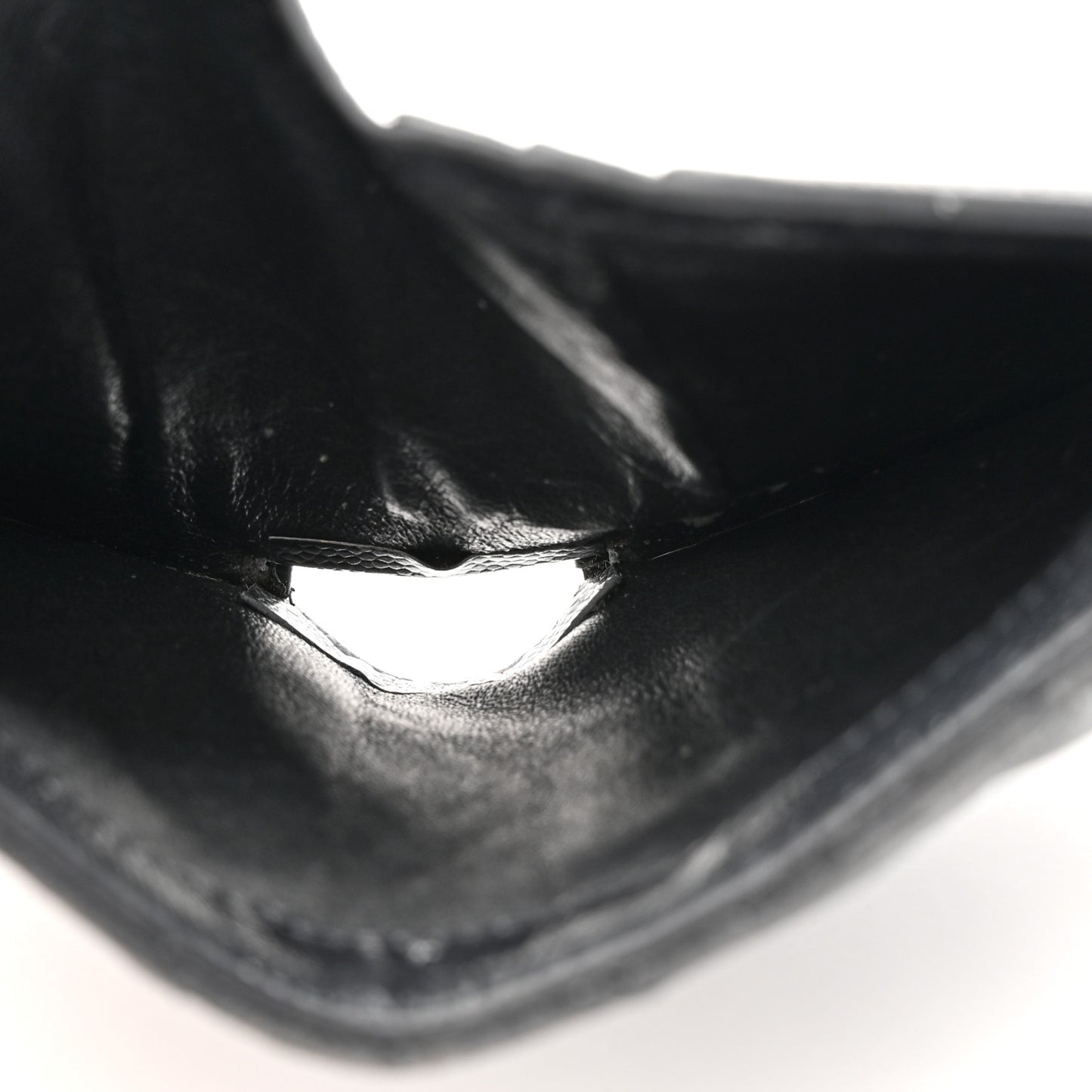 Grain De Poudre Matelasse Chevron Monogram Zipped Two-Part Wallet Black