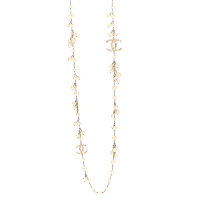 Chanel Graduated Pearl CC Long Necklace Gold 1 of 6
