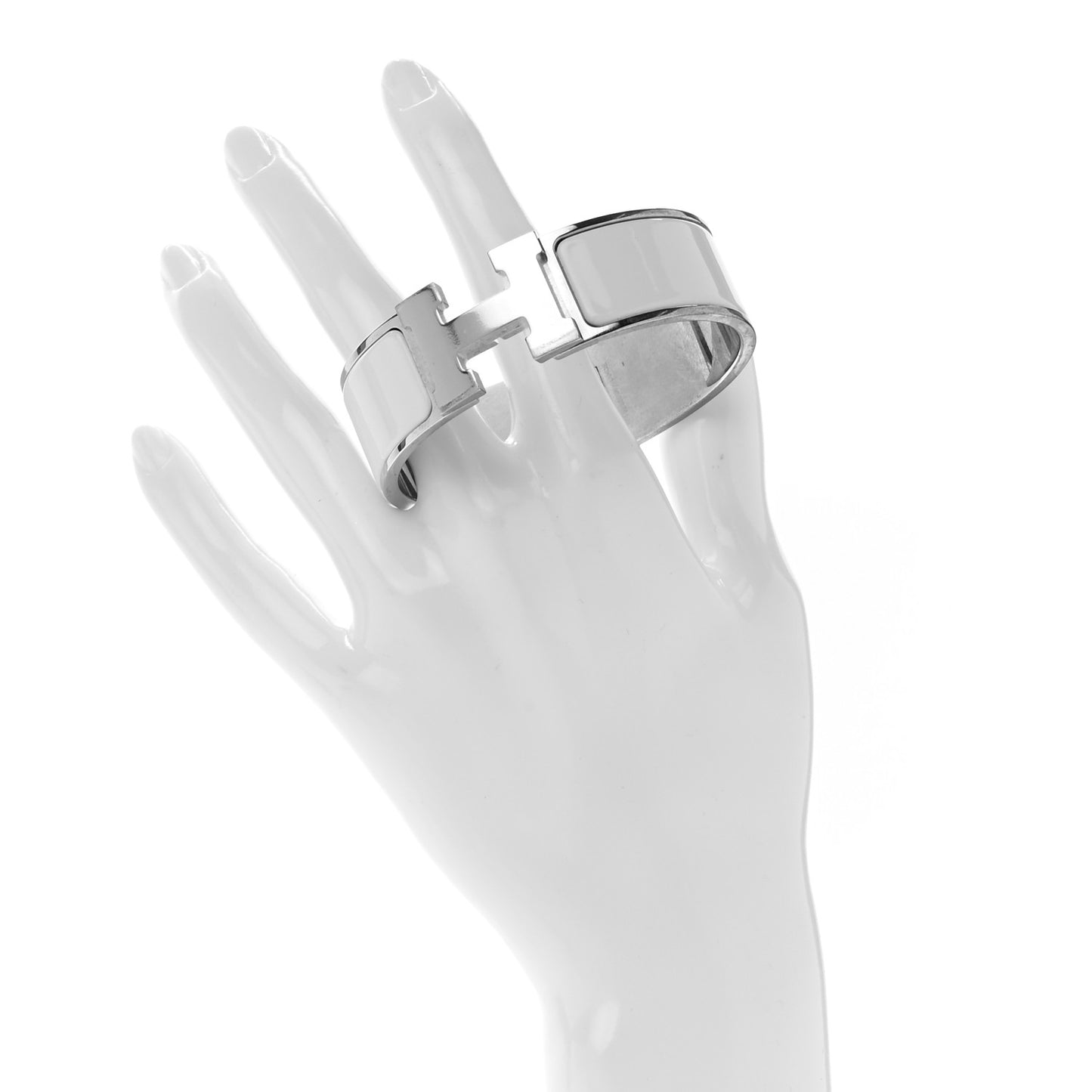 Enamel Wide Clic Clac H Bracelet GM White