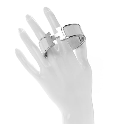 Hermes Enamel Wide Clic Clac H Bracelet GM White 2 of 4