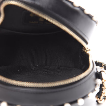 Chanel Calfskin Quilted Pearl Round Clutch With Chain Black 5 of 10