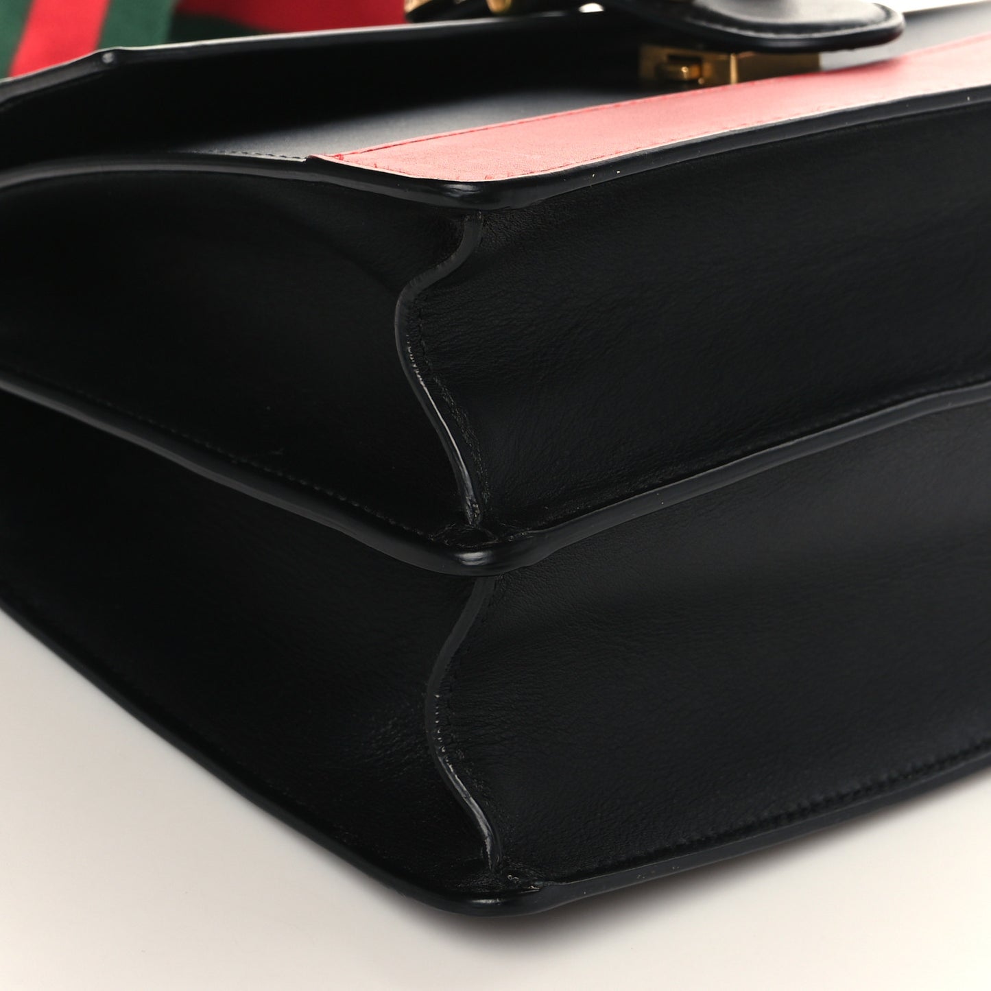 Moon Calfskin Web Medium Dionysus Bamboo Top Handle Bag Black Bright Evergreen Hibiscus Red