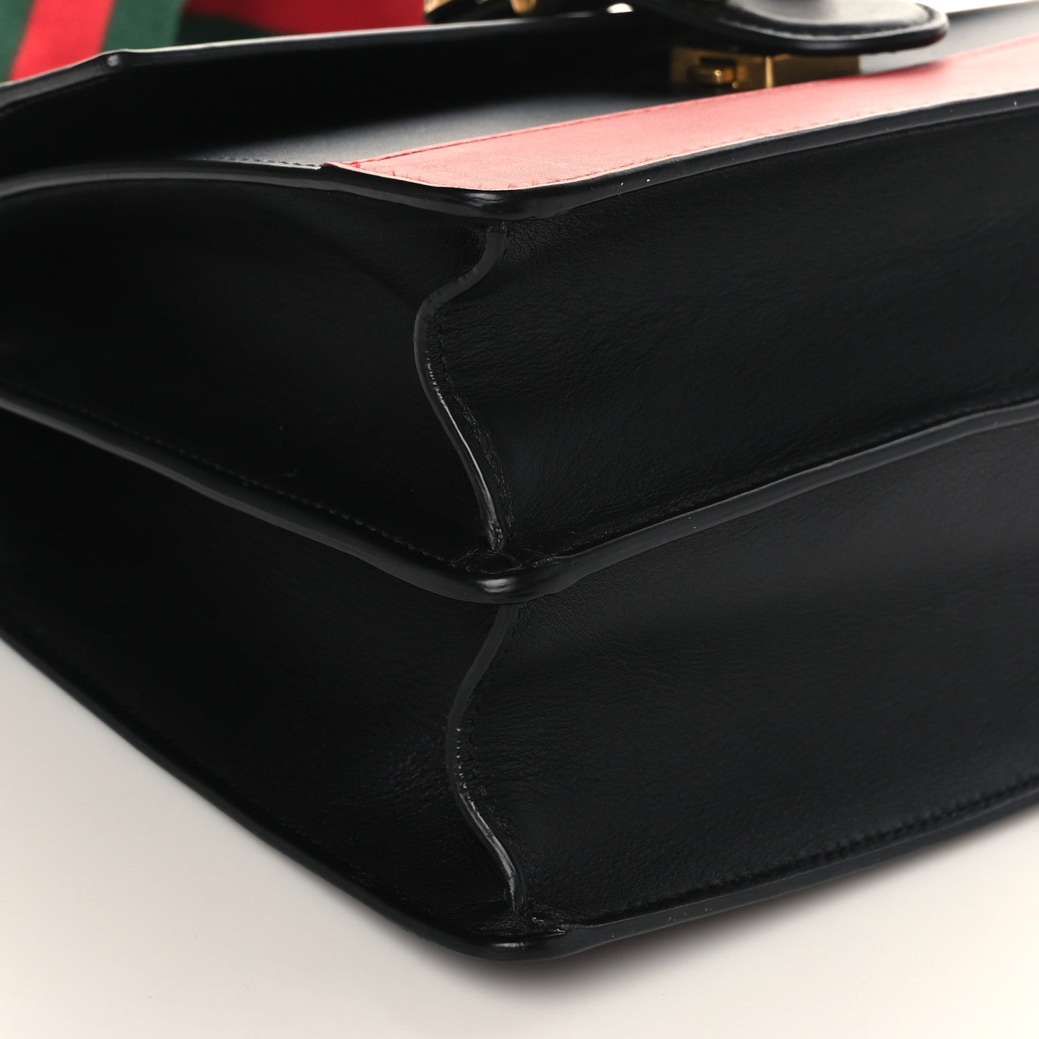 Gucci Moon Calfskin Web Medium Dionysus Bamboo Top Handle Bag Black Bright Evergreen Hibiscus Red 8 of 9