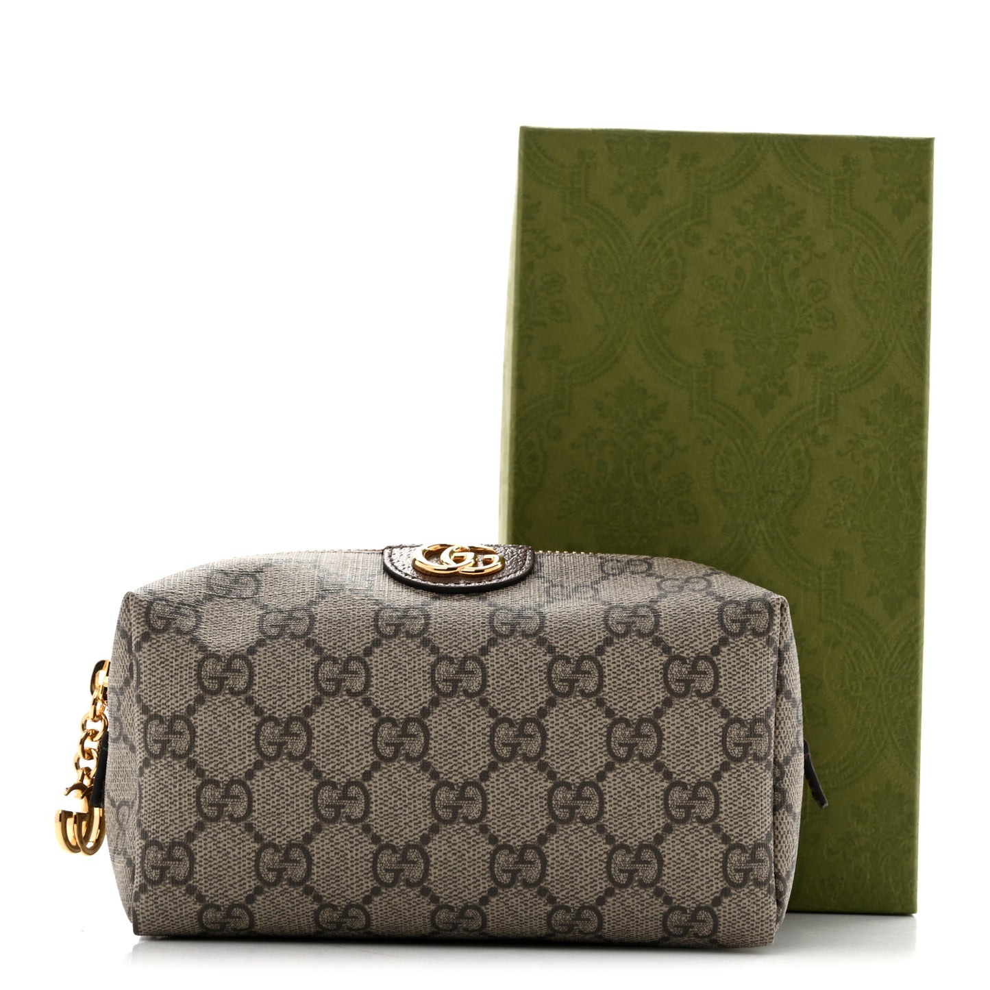 Soft GG Supreme Monogram Calfskin Medium Ophidia Cosmetic Case Beige Ebony New Acero