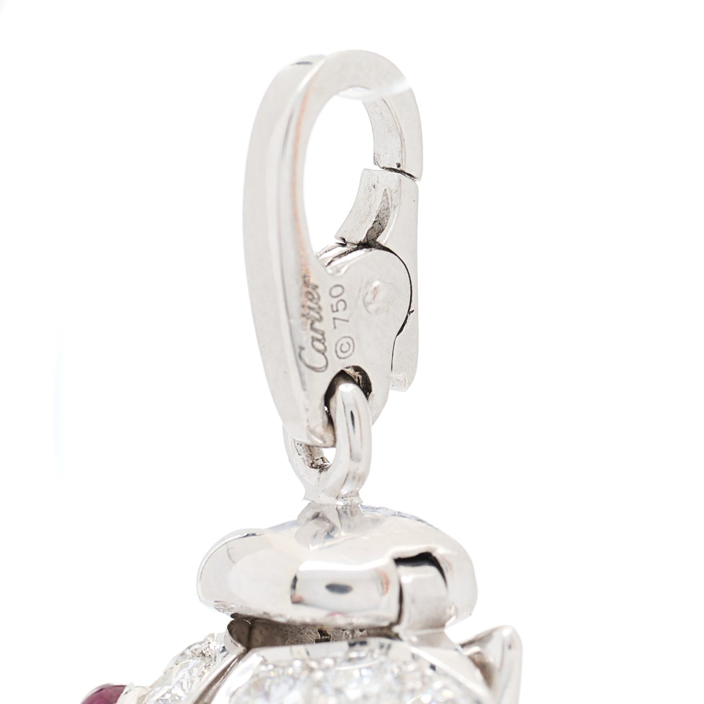 18K White Gold Diamond Ruby Ladybug Charm