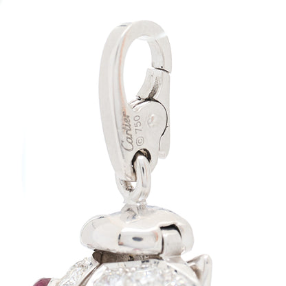 Cartier 18K White Gold Diamond Ruby Ladybug Charm 6 of 6