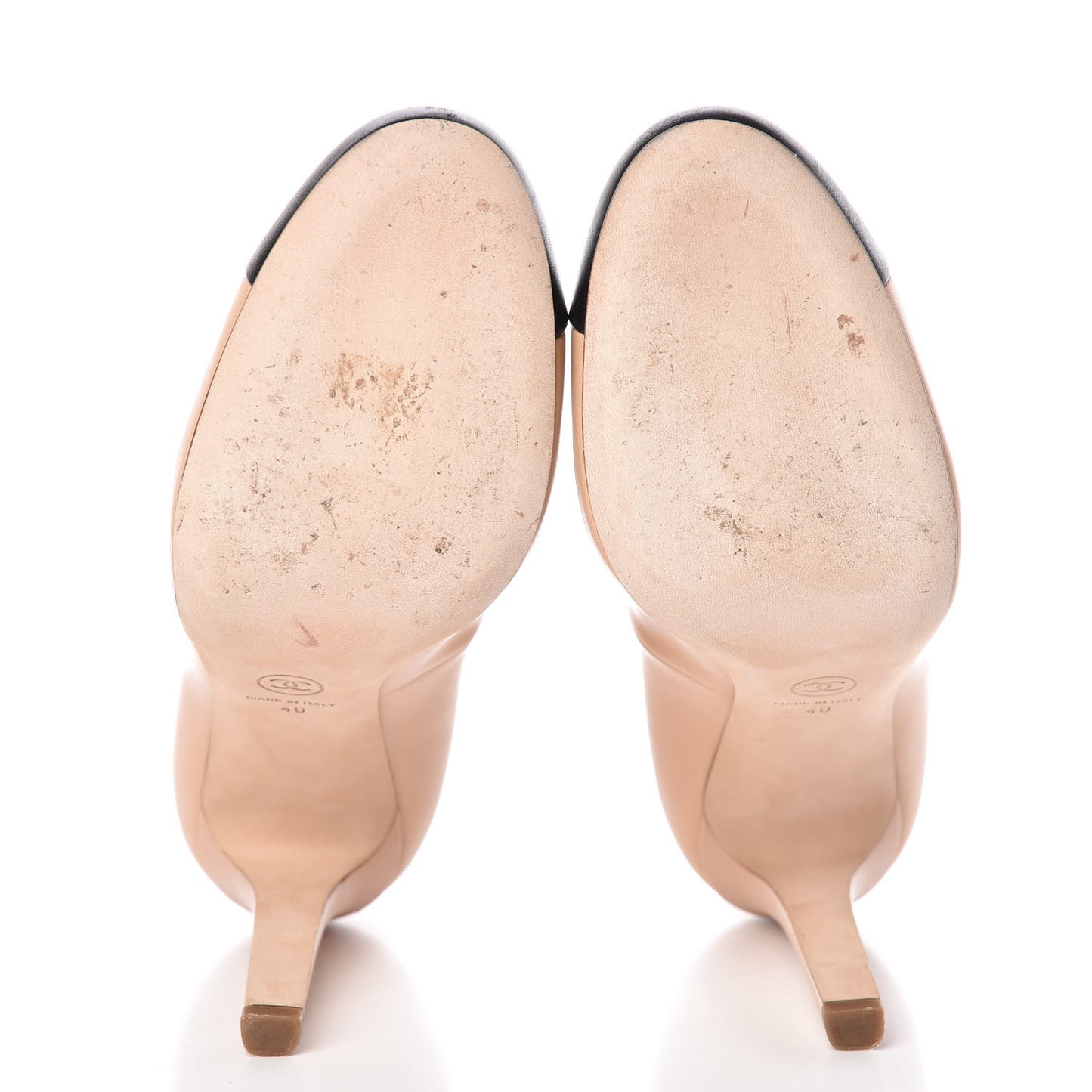 Lambskin Cap Toe Pumps 40 Beige Black