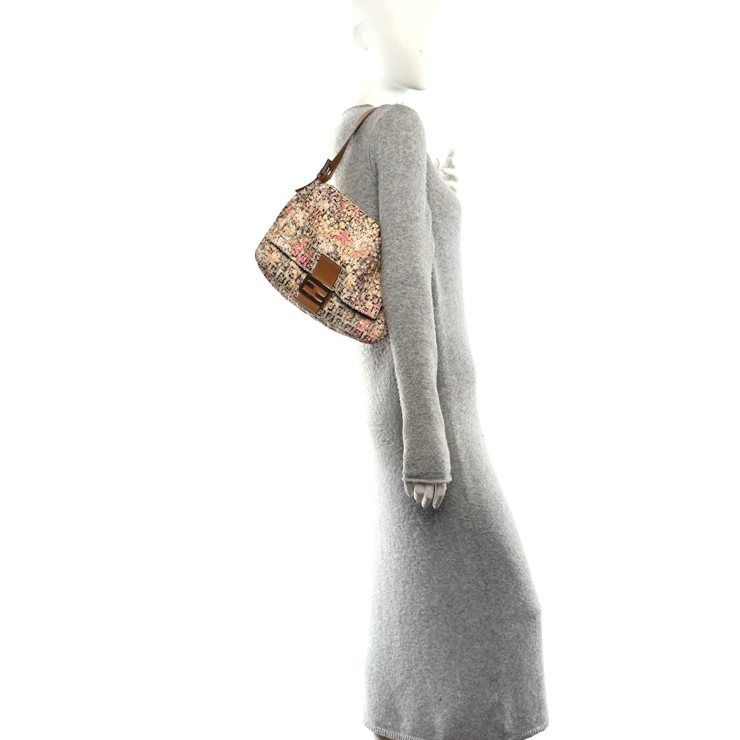 Fendi Zucchino Vitello Floral Forever Mama Baguette Pesca Giallo Saddler 2 of 10