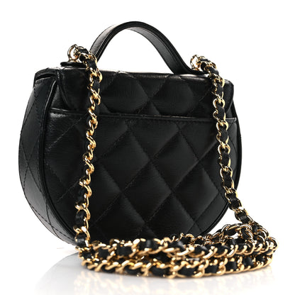 Chanel Shiny Aged Calfskin Quilted Mini Top Handle Clutch With Chain Black 3 of 9