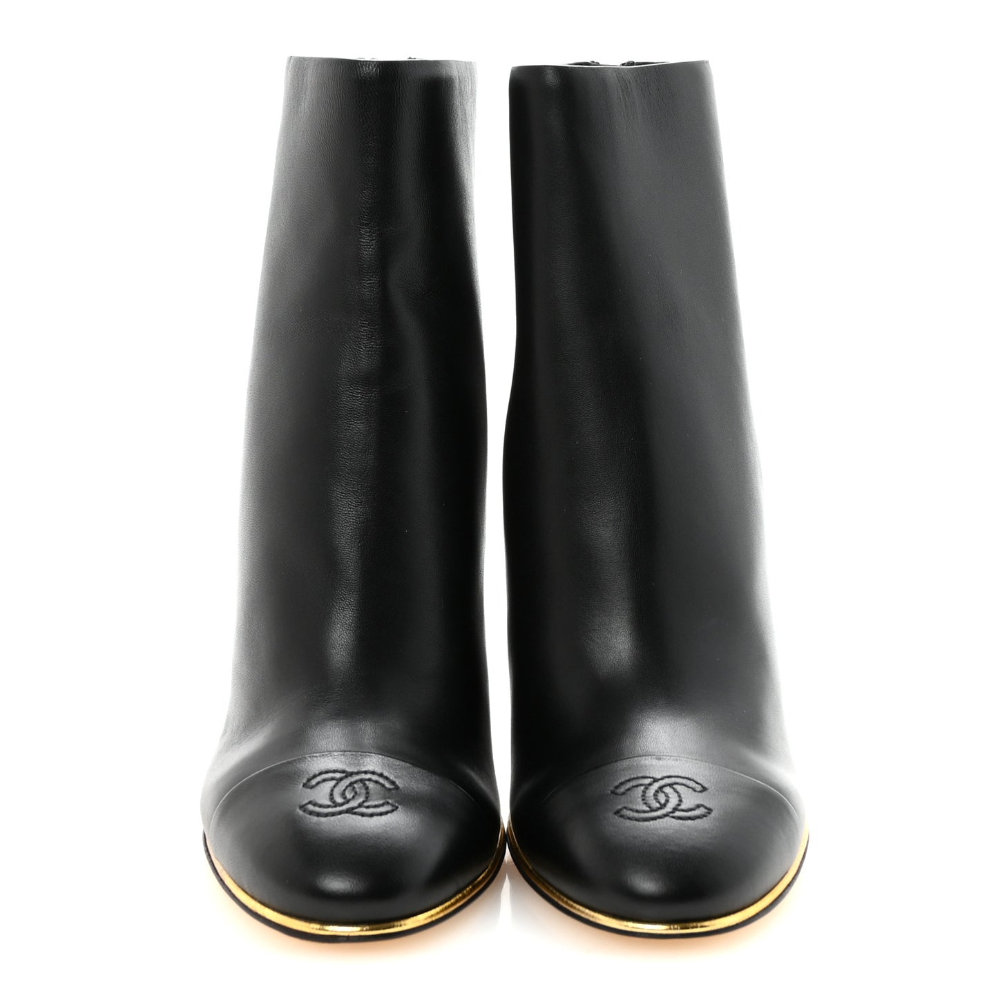 Lambskin Cap Toe Wedge Ankle Boots 38 Black