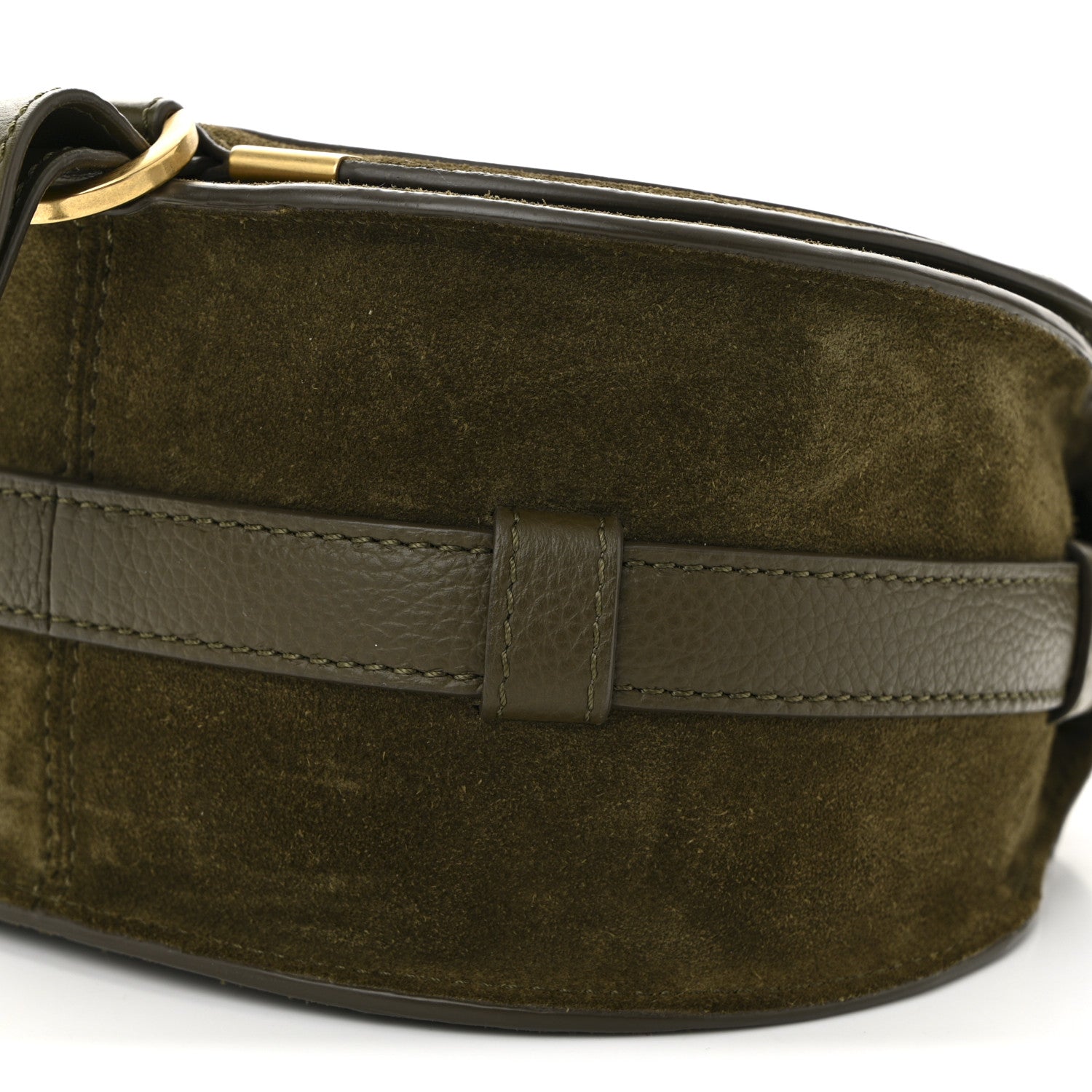 Chloe Suede Calfskin Small Marcie Saddle Bag Deep Olive 1759735