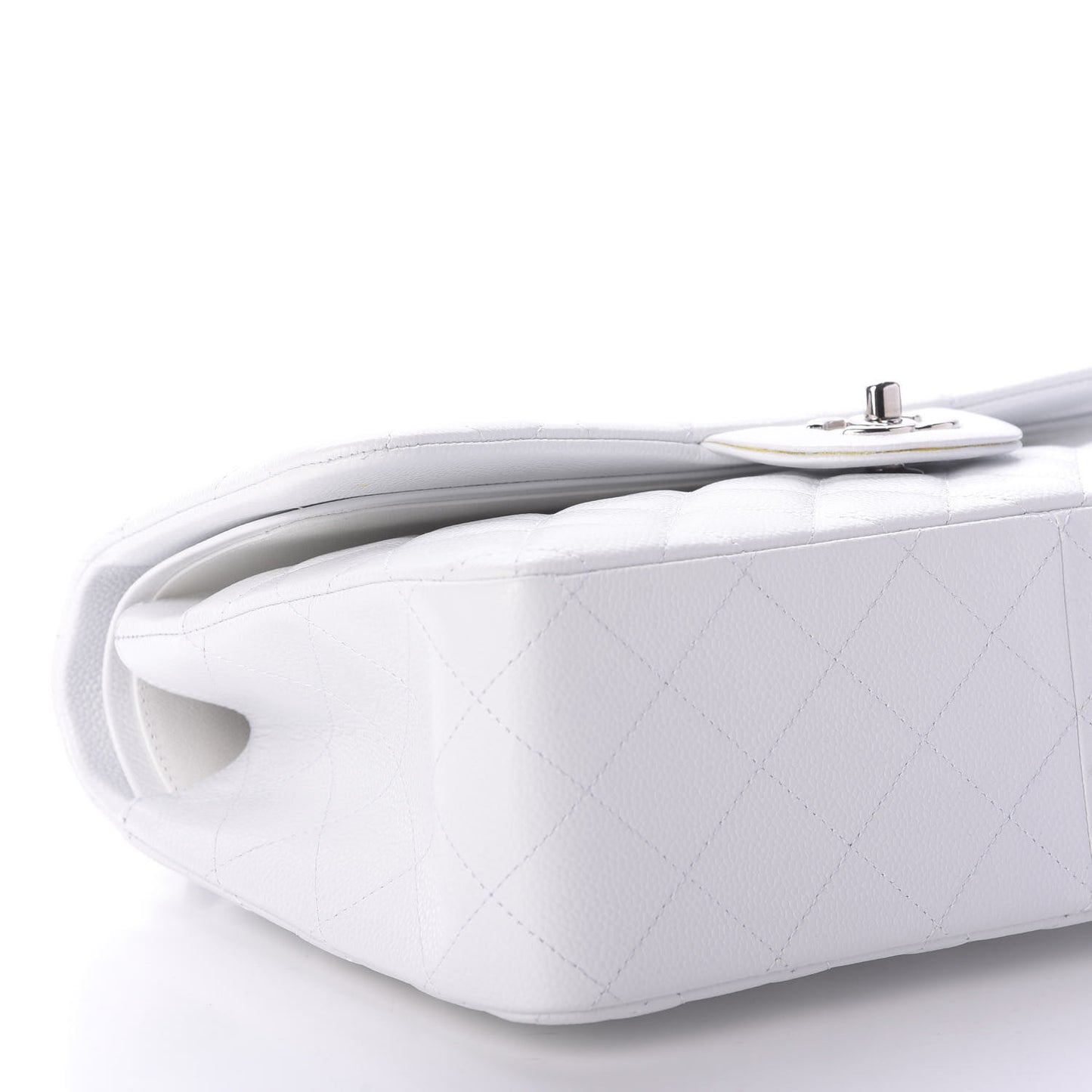 Caviar Quilted Jumbo Double Flap White