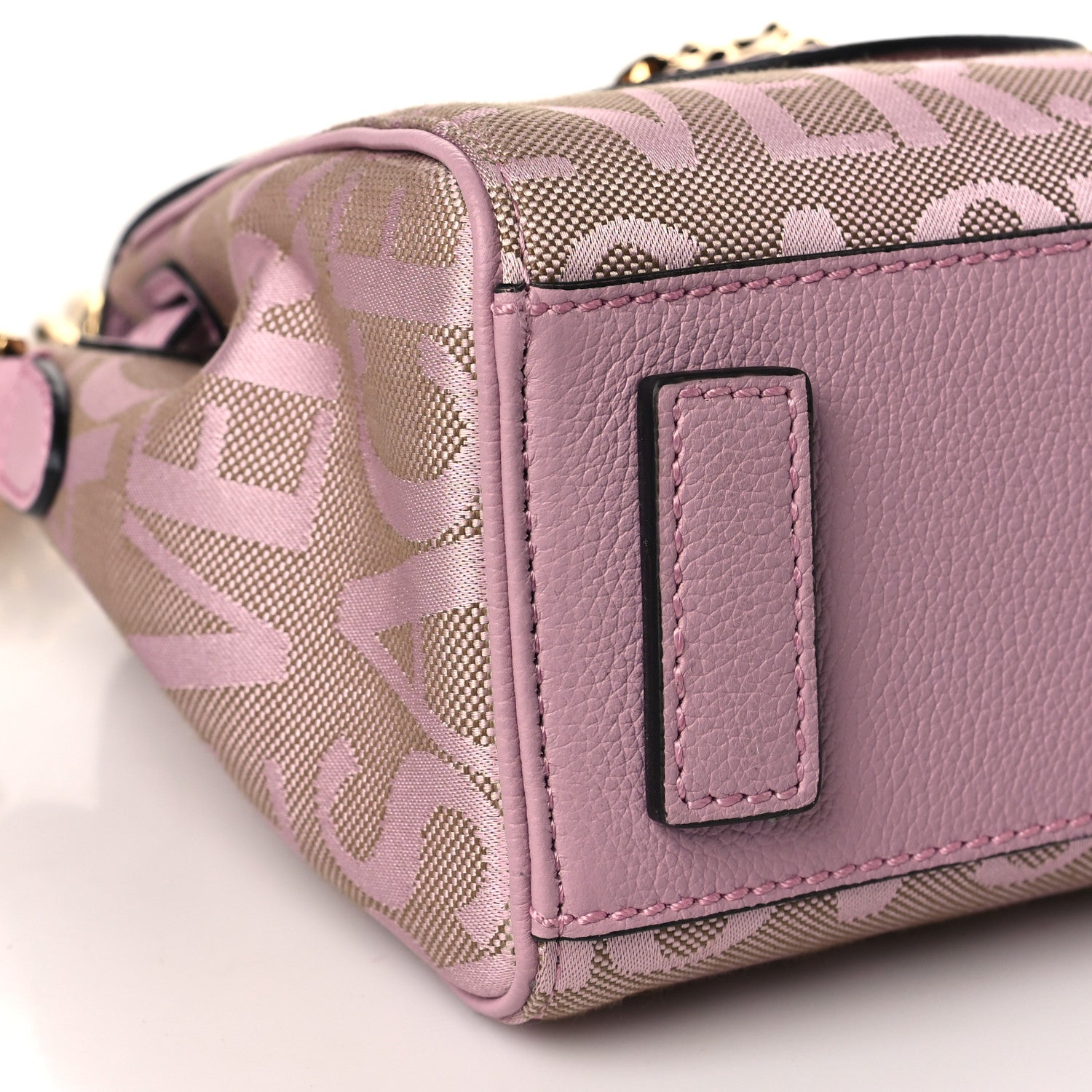 Versace Calfskin Canvas Allover La Medusa Small Top Handle Handbag Pink 7 of 8