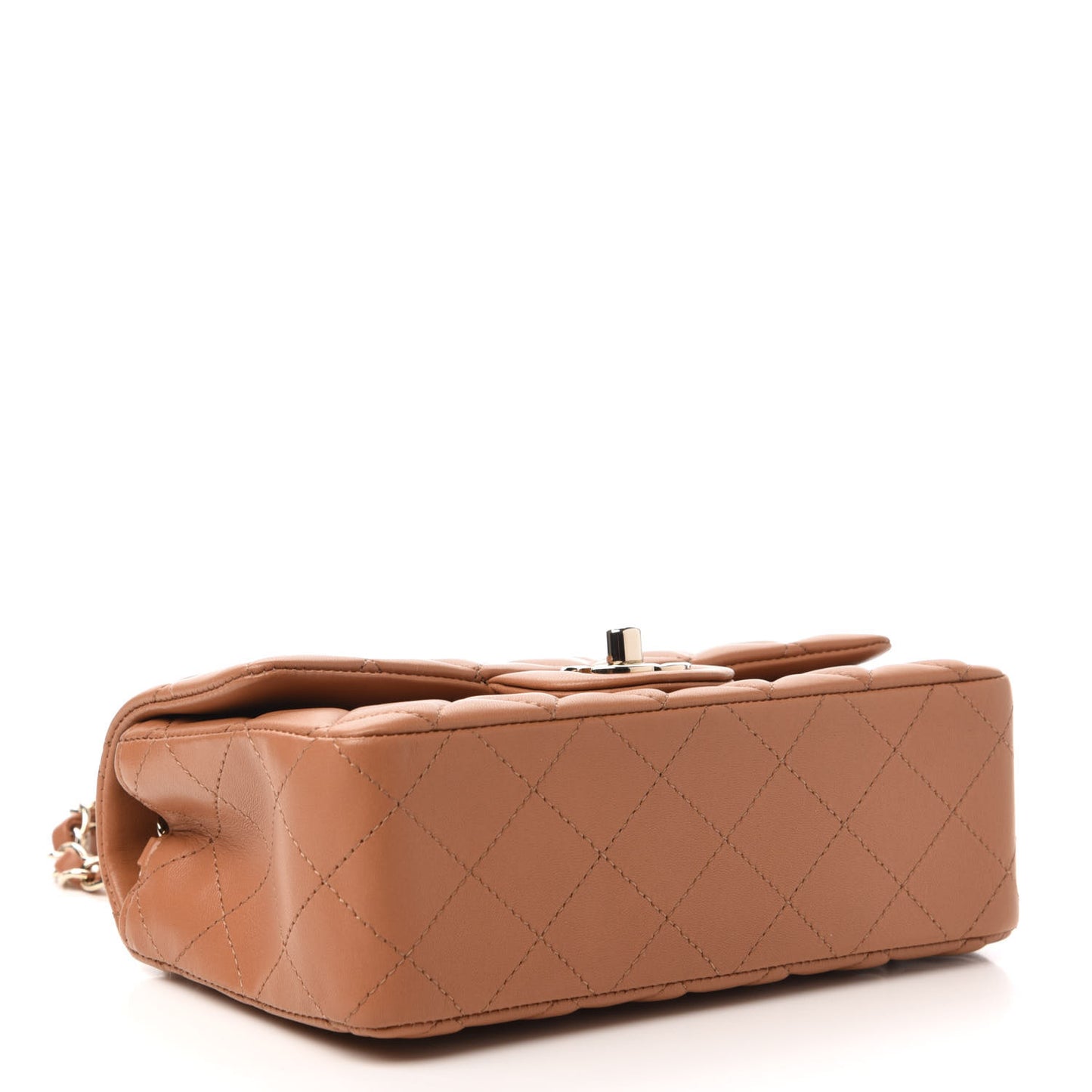 Lambskin Quilted Mini Rectangular Flap Brown