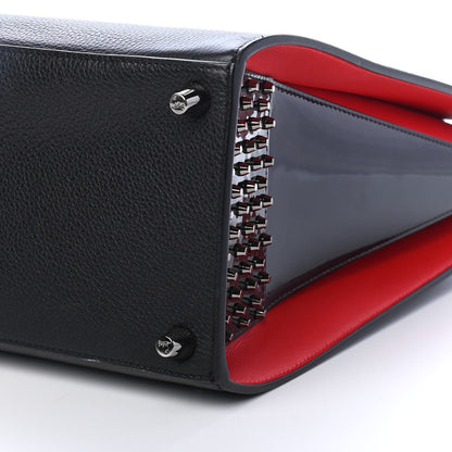 Christian Louboutin Calfskin Patent Studded Large Paloma Black 9 of 11