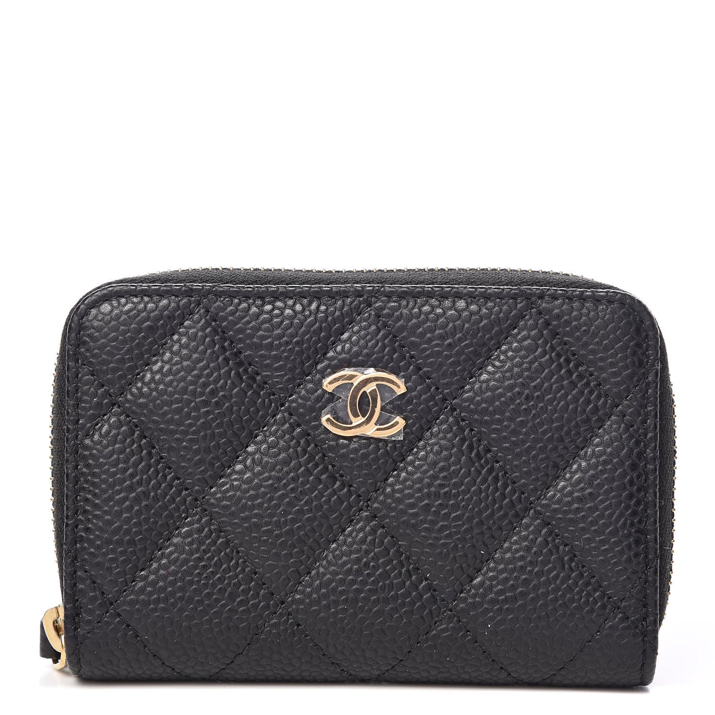 Caviar Quilted Zip Coin Purse Black