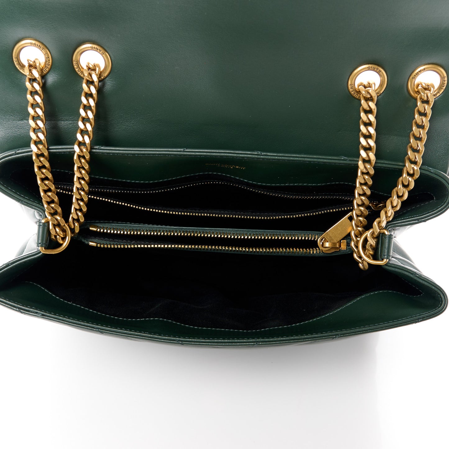 Calfskin Y Quilted Monogram Medium Loulou Chain Satchel Olive