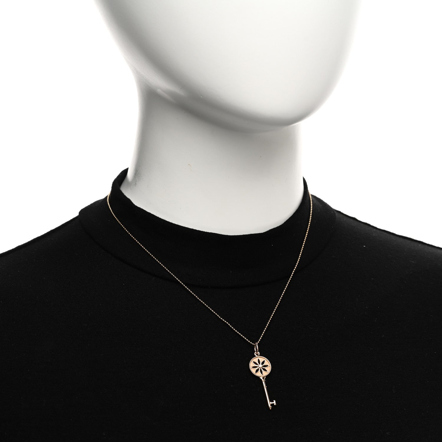 Tiffany 18K Rose Gold Diamond Small Daisy Key Pendant Necklace 2 of 6