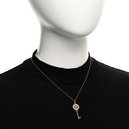 Tiffany 18K Rose Gold Diamond Small Daisy Key Pendant Necklace 2 of 6