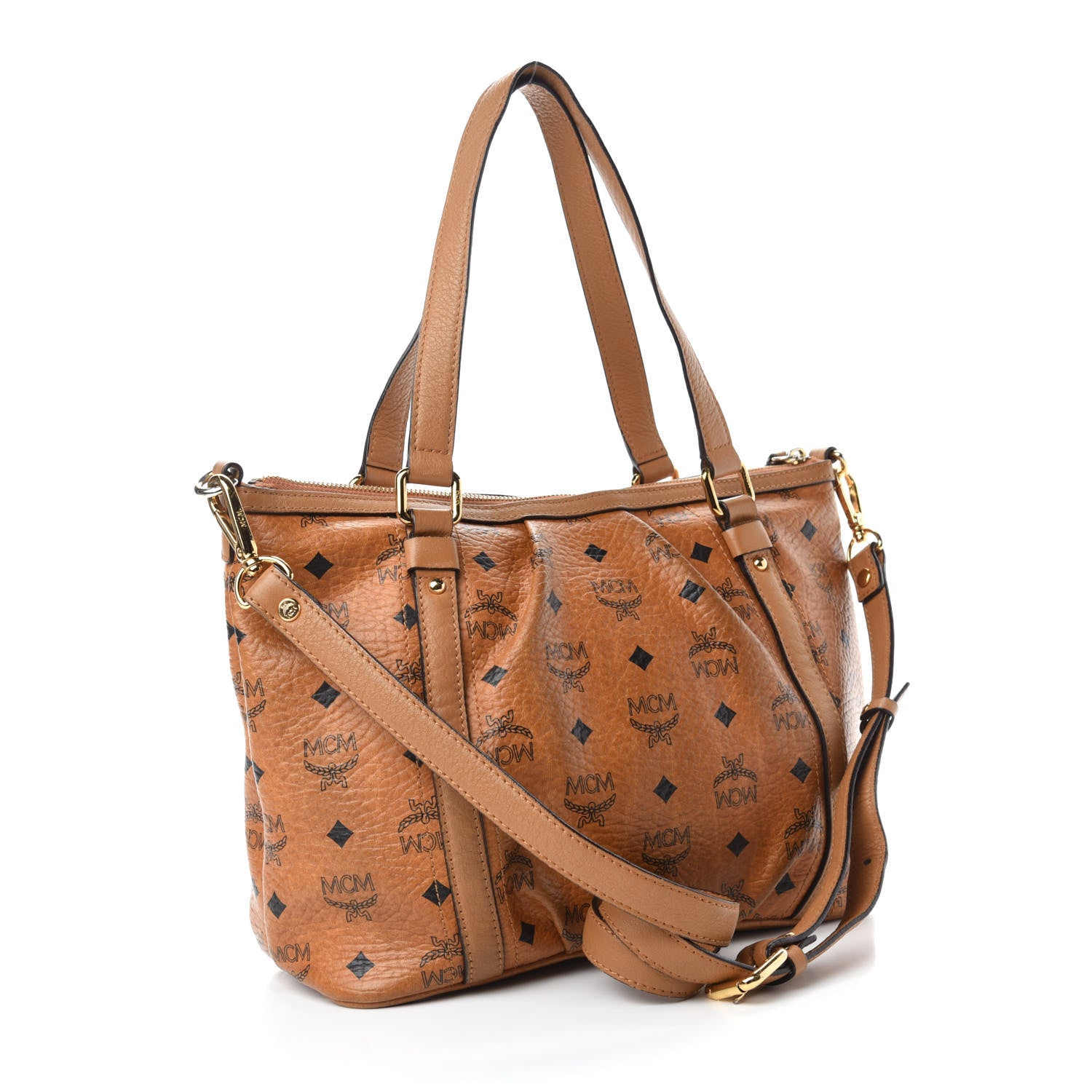 MCM Visetos Medium Essentials Shopper Tote Cognac 3 of 21
